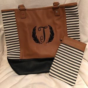 Thirty-One Color Block Tote with Eye Glass Case